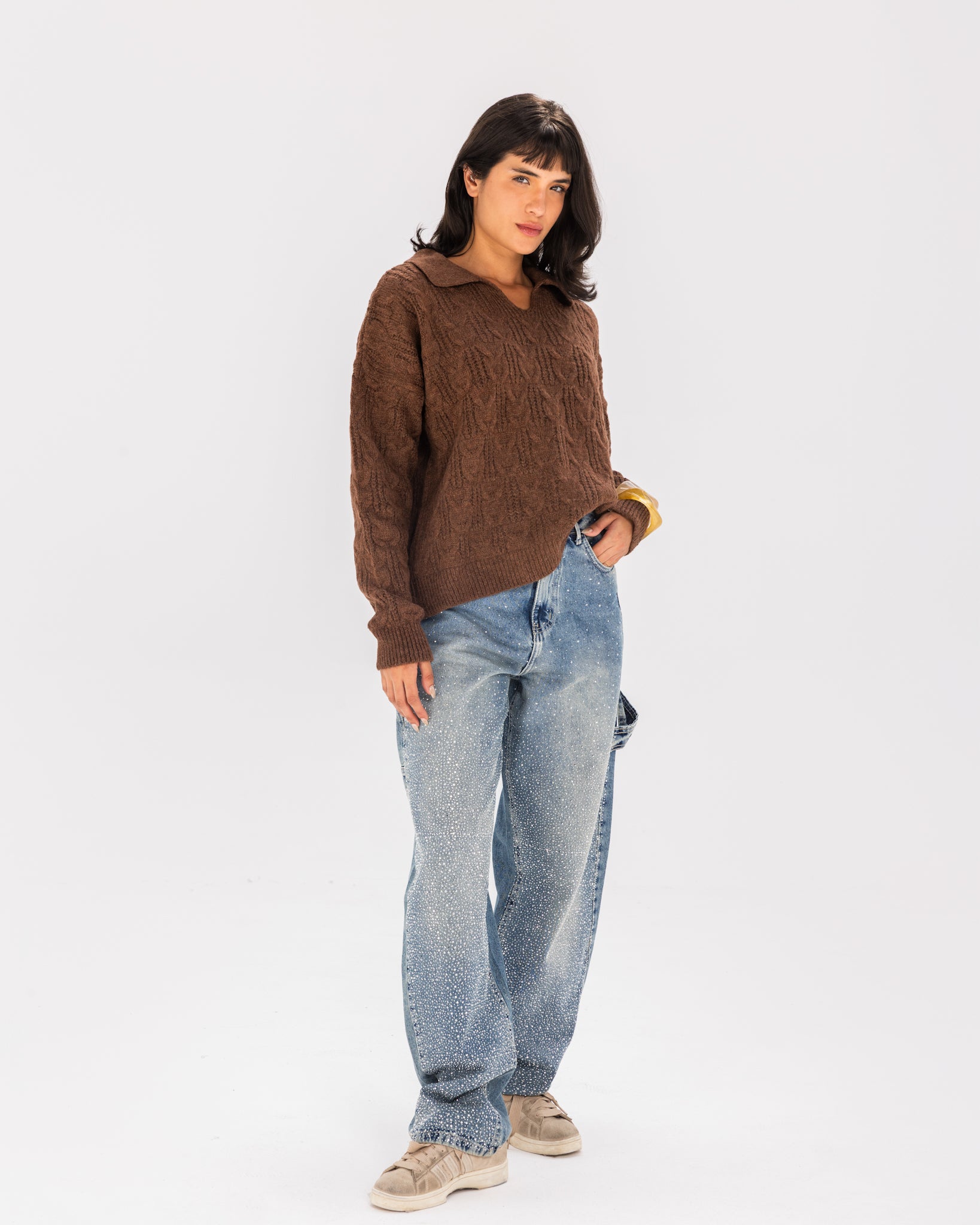 Cable Sweater Brown - Adults