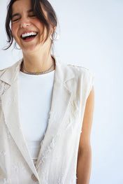 Ripped Vest-Ivory
