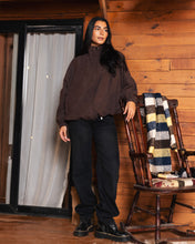 High Collar Bomber Jacket - Brown