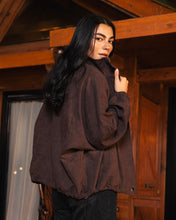 High Collar Bomber Jacket - Brown