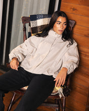 High Collar Bomber Jacket - Light Grey