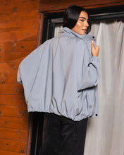 High Collar Bomber Jacket- Dusty Blue