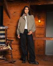 High Collar Bomber Jacket - Olive Green
