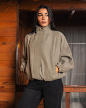 High Collar Bomber Jacket - Olive Green