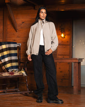 High Collar Bomber Jacket - Oatmeal
