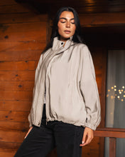 High Collar Bomber Jacket - Oatmeal