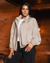 High Collar Bomber Jacket - Oatmeal