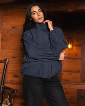 High Collar Bomber Jacket - Navy
