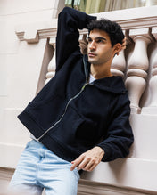 Midnight Zip Relaxed Hoodie