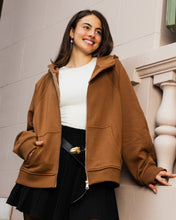 Midnight Zip Relaxed Hoodie Brandy Brown - Adults