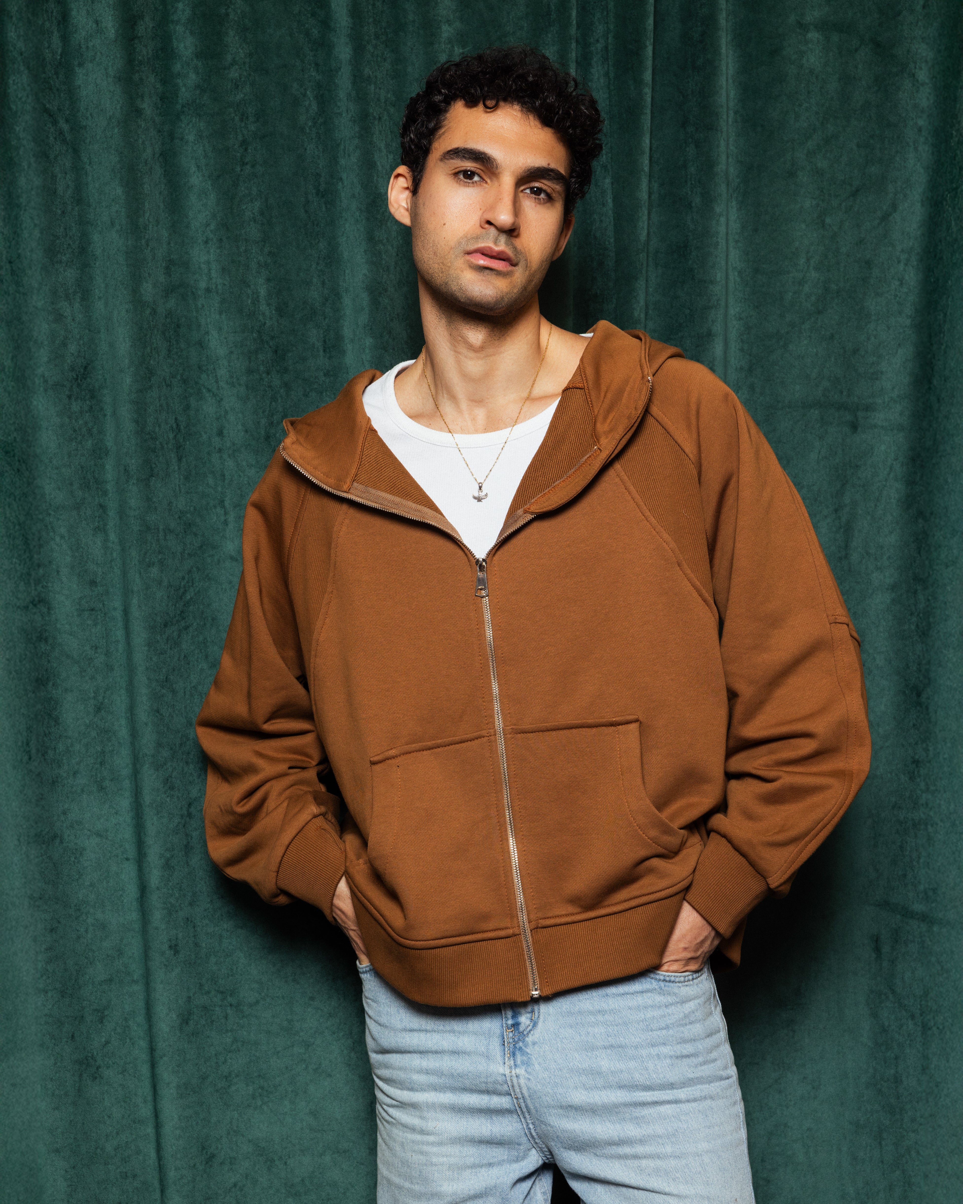 Midnight Zip Relaxed Hoodie Brandy Brown - Adults