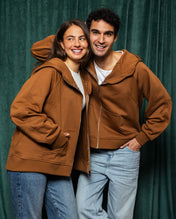 Midnight Zip Relaxed Hoodie Brandy Brown - Adults