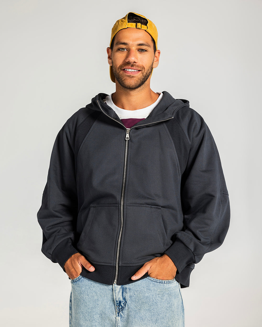 Midnight Zip Relaxed Hoodie Charcoal Grey - Adults