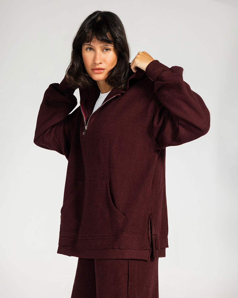 The Essential Half-Zip Set Burgundy - Adults