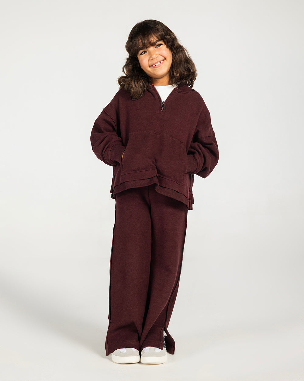 The Essential Half-Zip Set Burgundy - Kids