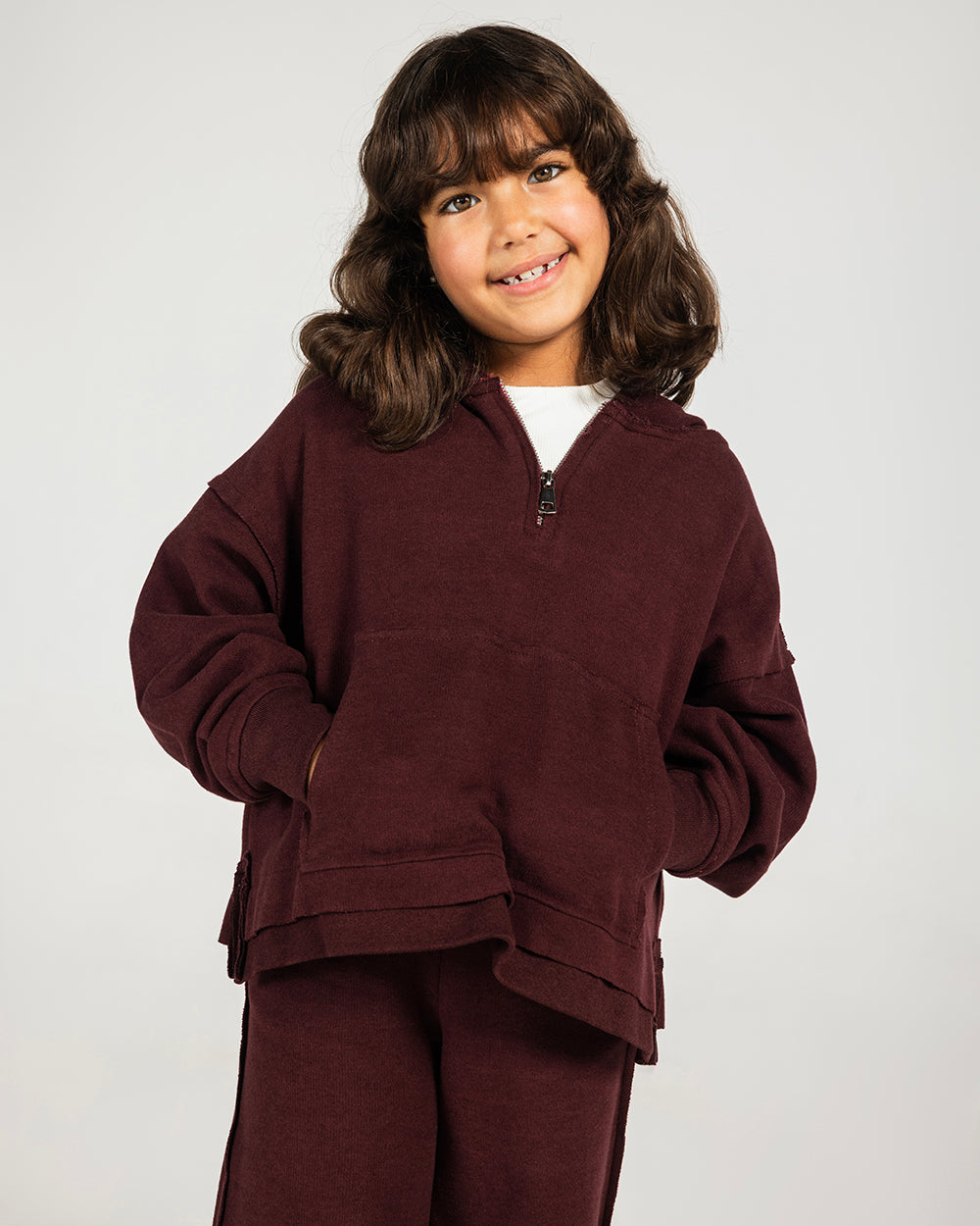 The Essential Half-Zip Set Burgundy - Kids