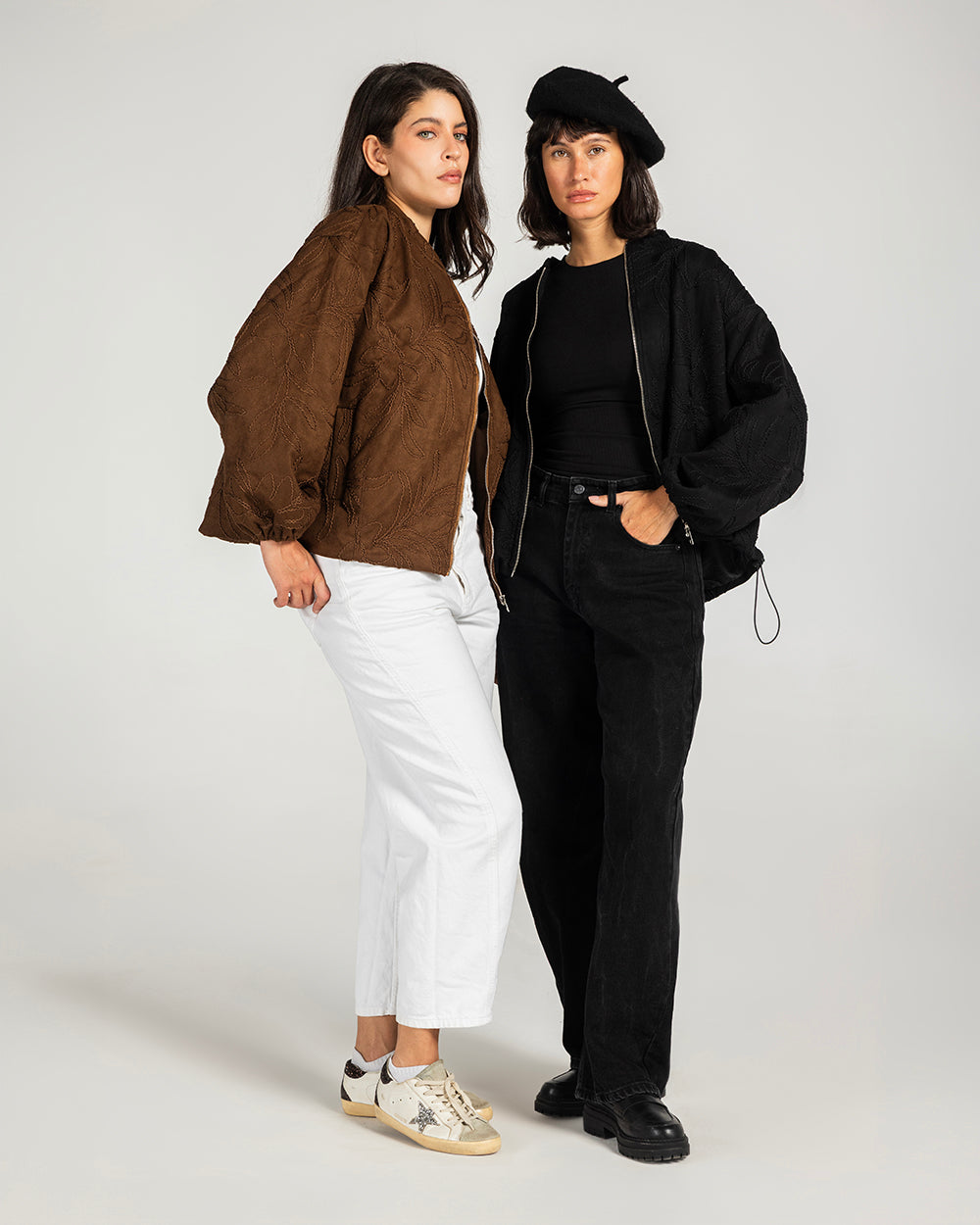 Threaded Motif Suede Jacket Black - Adults