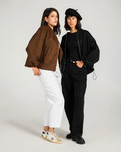 Threaded Motif Suede Jacket Black - Adults