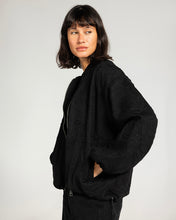Threaded Motif Suede Jacket Black - Adults