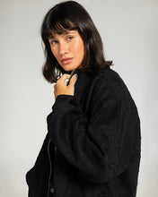 Threaded Motif Suede Jacket Black - Adults