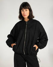 Threaded Motif Suede Jacket Black - Adults