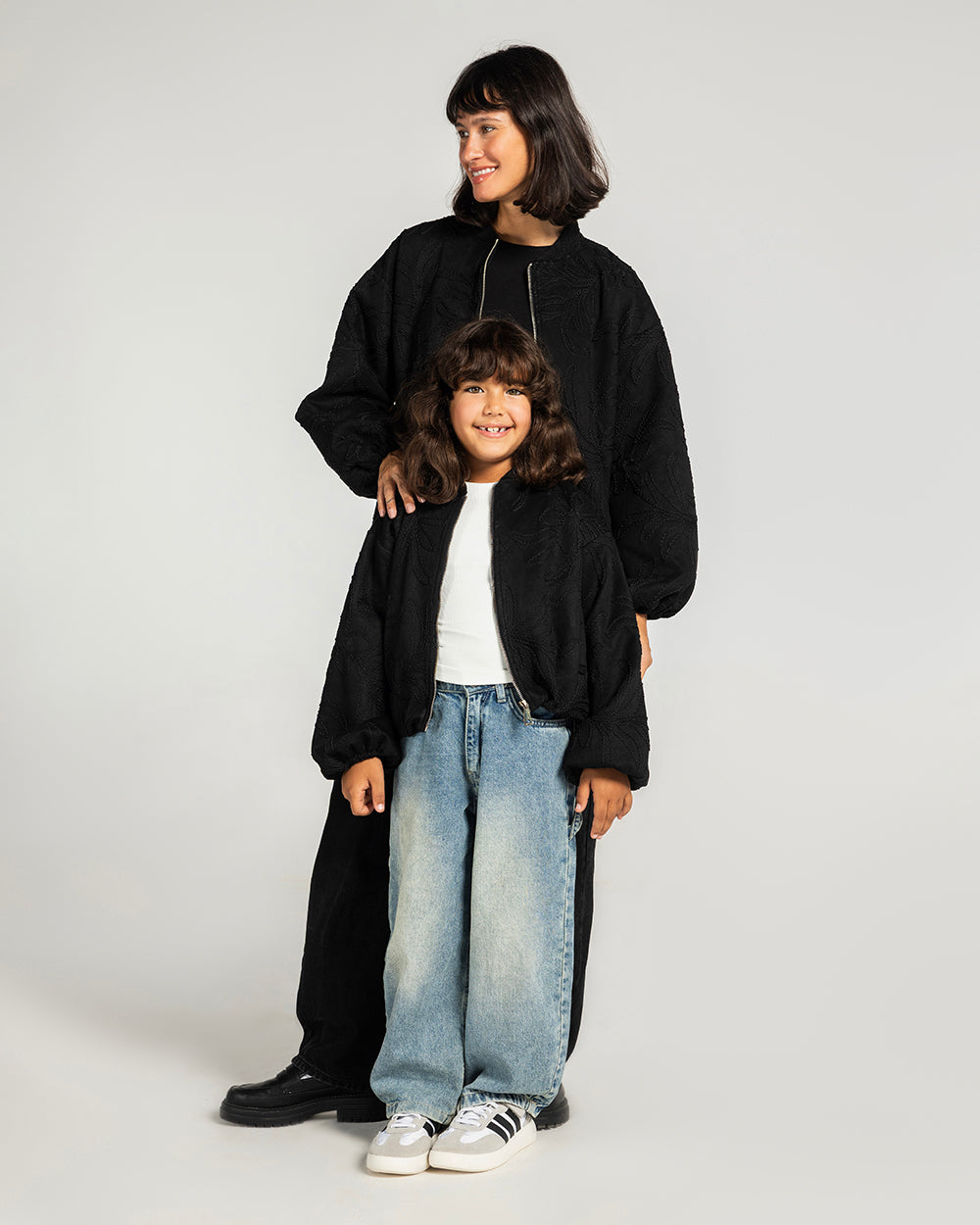 Threaded Motif Suede Jacket Black - Kids