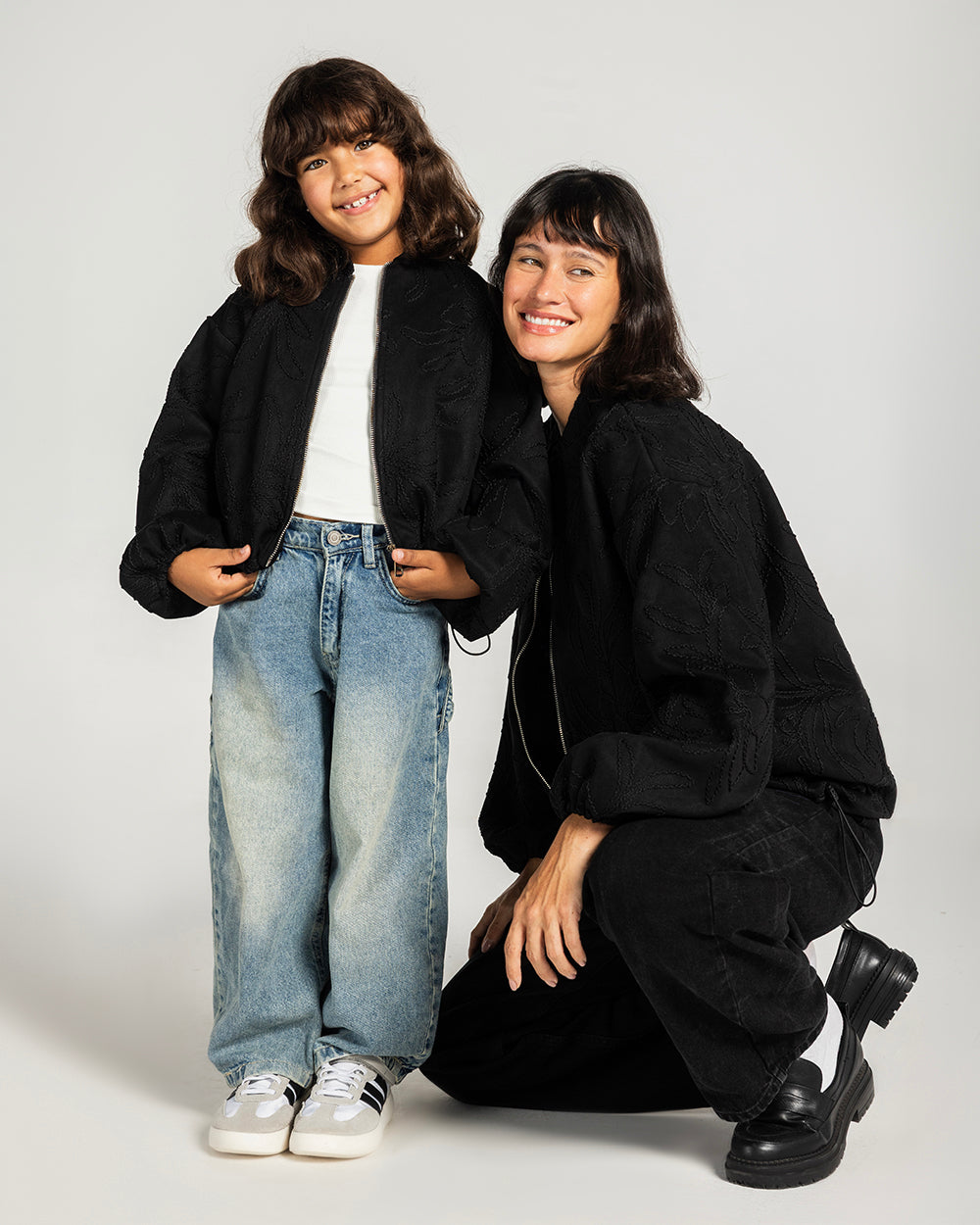 Threaded Motif Suede Jacket Black - Kids