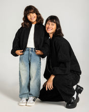 Threaded Motif Suede Jacket Black - Kids