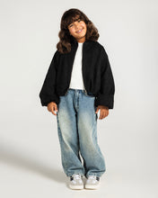 Threaded Motif Suede Jacket Black - Kids