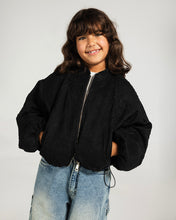 Threaded Motif Suede Jacket Black - Kids