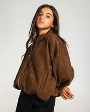 Threaded Motif Suede Jacket Brown - Kids