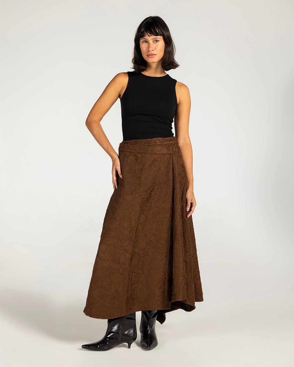 The Contour Suede Skirt Brown - Adults