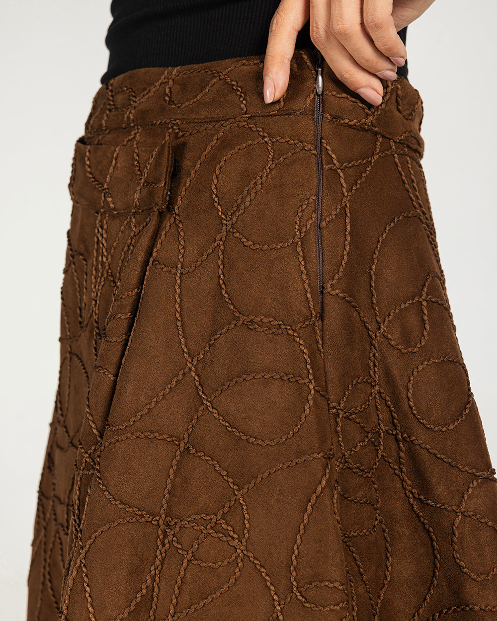The Contour Suede Skirt Brown - Adults