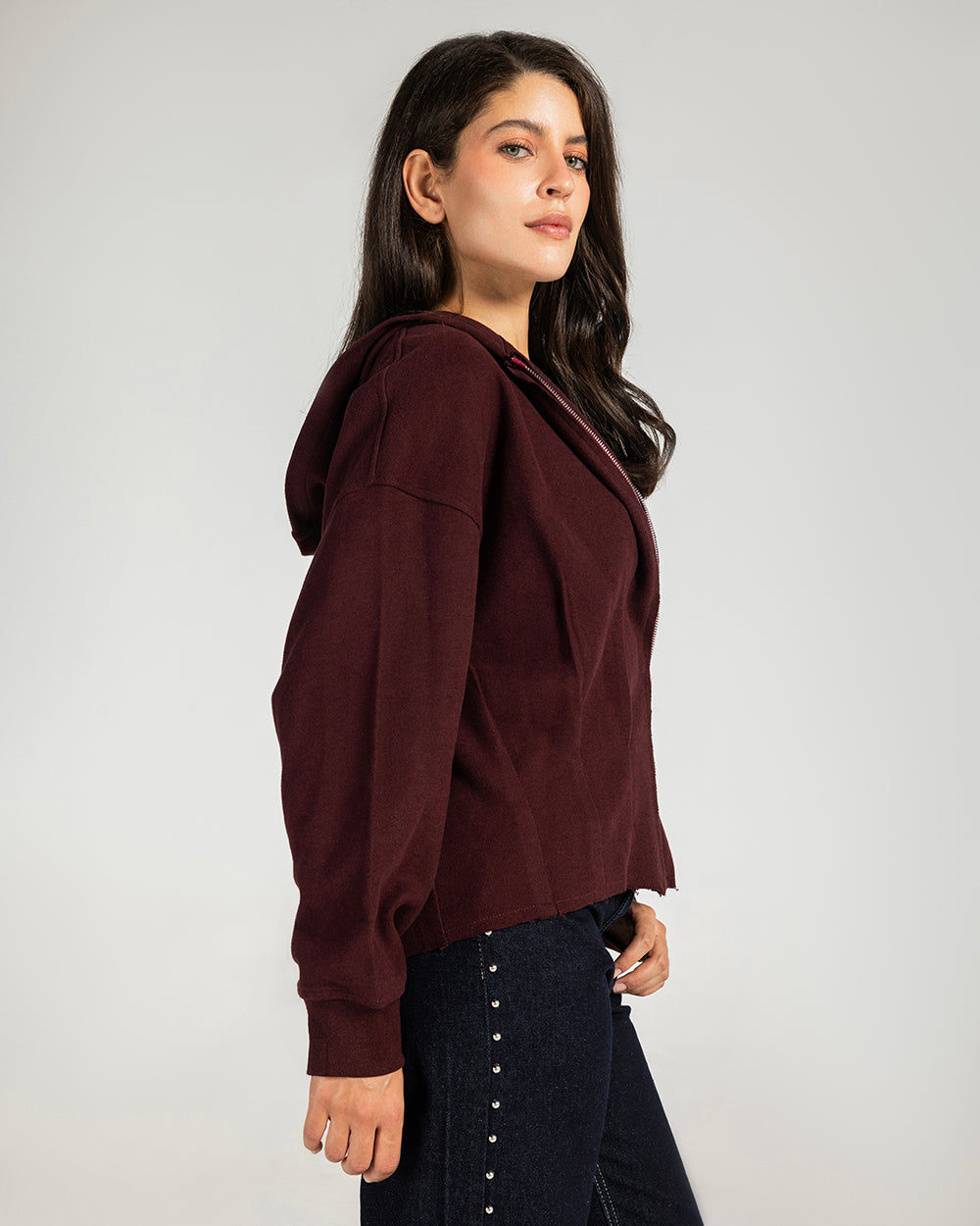 The Pleated Zip-Up Burgundy - Adults