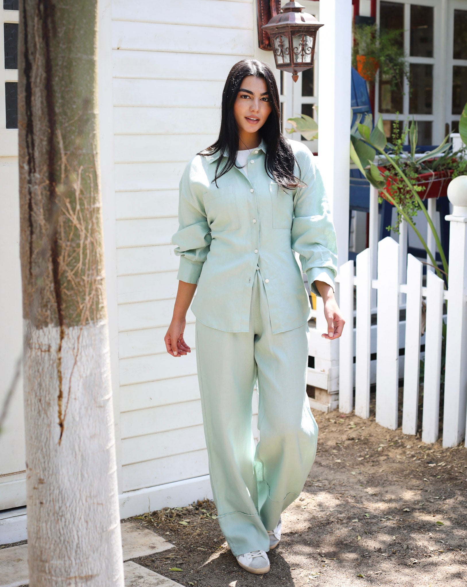 The Fit Linen set - Olive Green