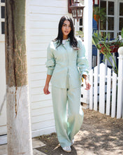 The Fit Linen set - Olive Green