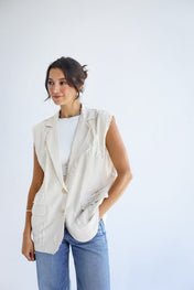 Ripped Vest-Ivory