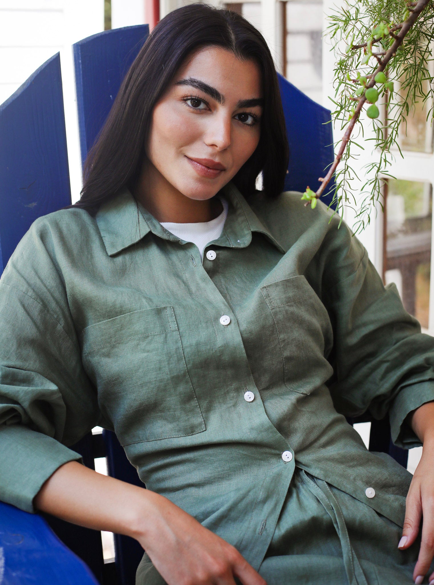 The Fit Linen set - Olive Green