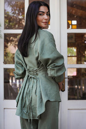 The Fit Linen set - Olive Green