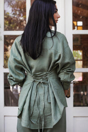 The Fit Linen set - Olive Green