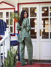 The Fit Linen set - Olive Green