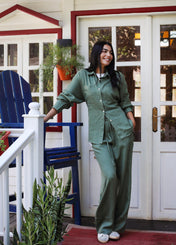 The Fit Linen set - Olive Green
