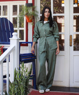 The Fit Linen set - Olive Green