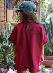Out-Stitched Burgundy Set- kids