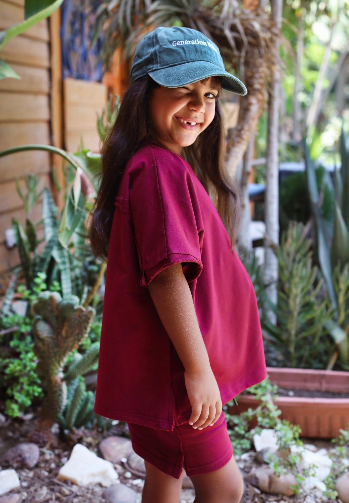 Out-Stitched Burgundy Set- kids