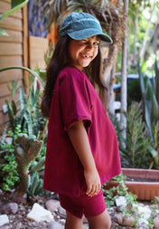Out-Stitched Burgundy Set- kids