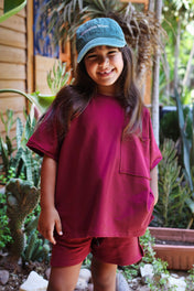 Out-Stitched Burgundy Set- kids