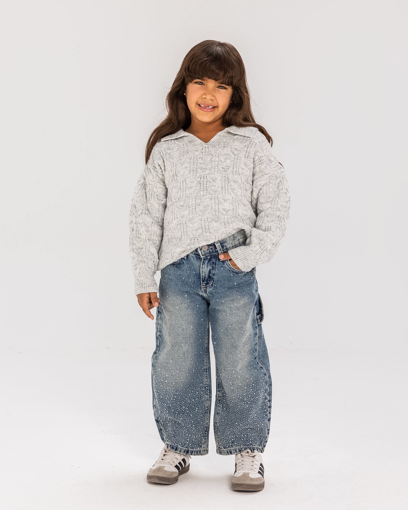 Cable Sweater Cloud Grey - Kids
