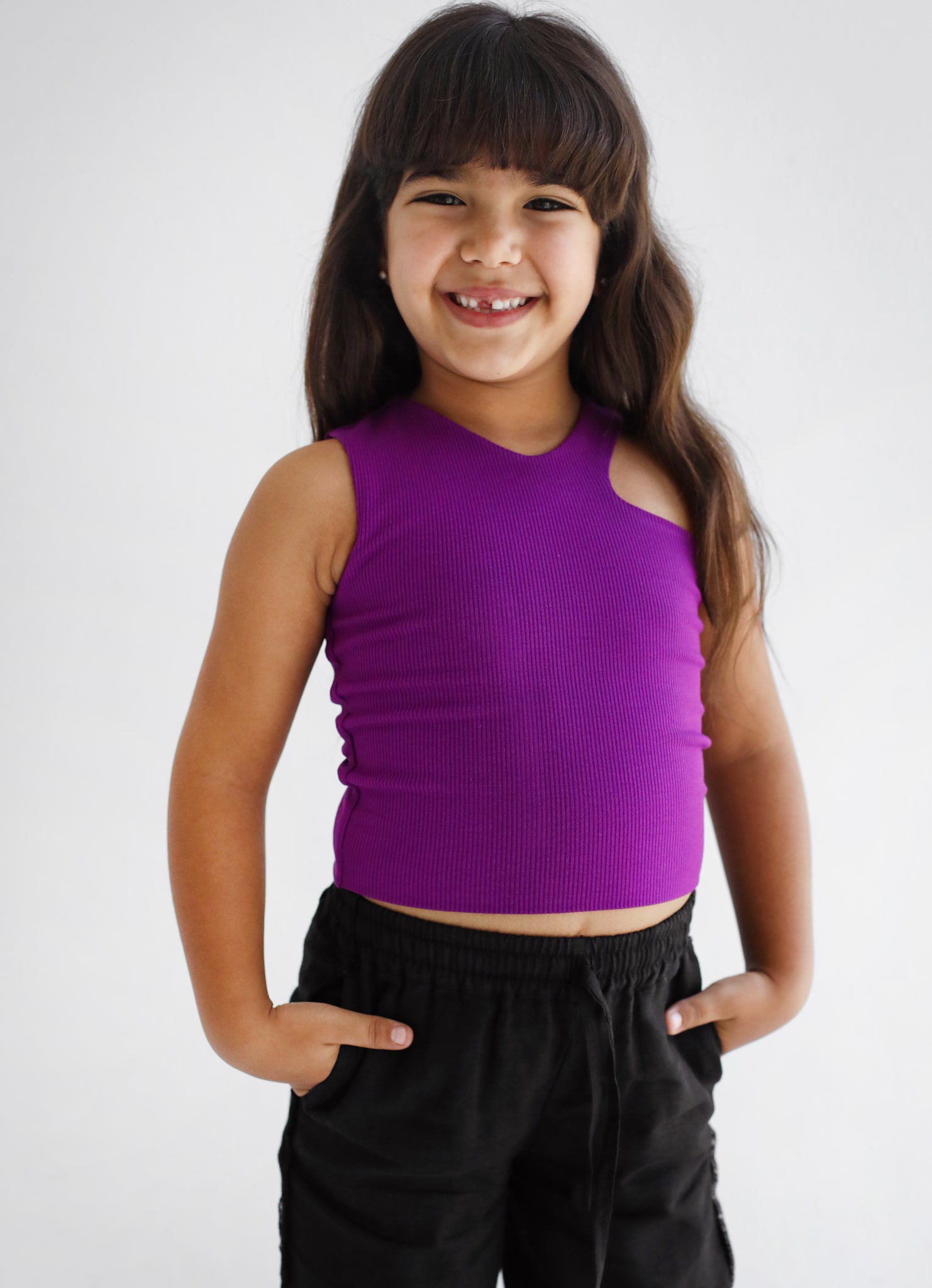 Cutout Tank Top Purple- kids