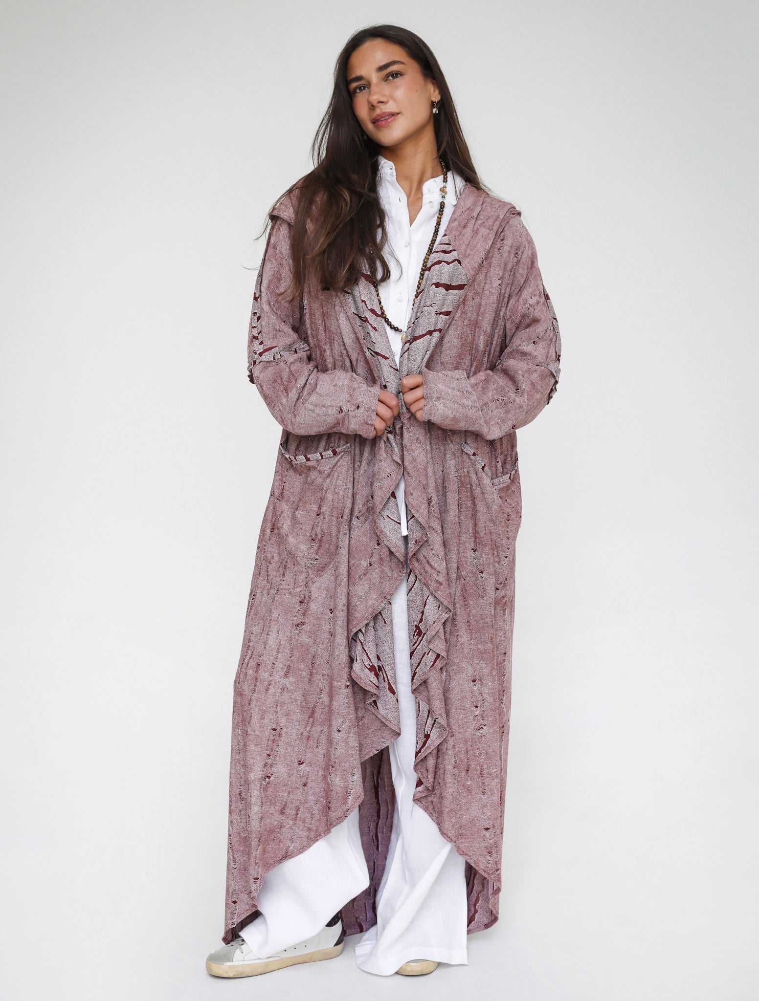 Studded Reverse Cardigan Burgundy - Adults